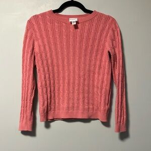 Kate Hill Pink Crew Neck Sweater Cable Knit